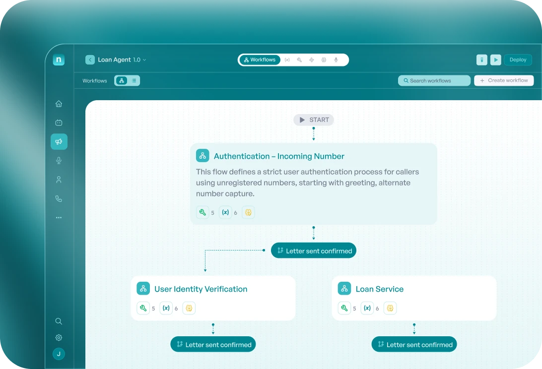 Nugget no-code flow builder showing an authentication workflow